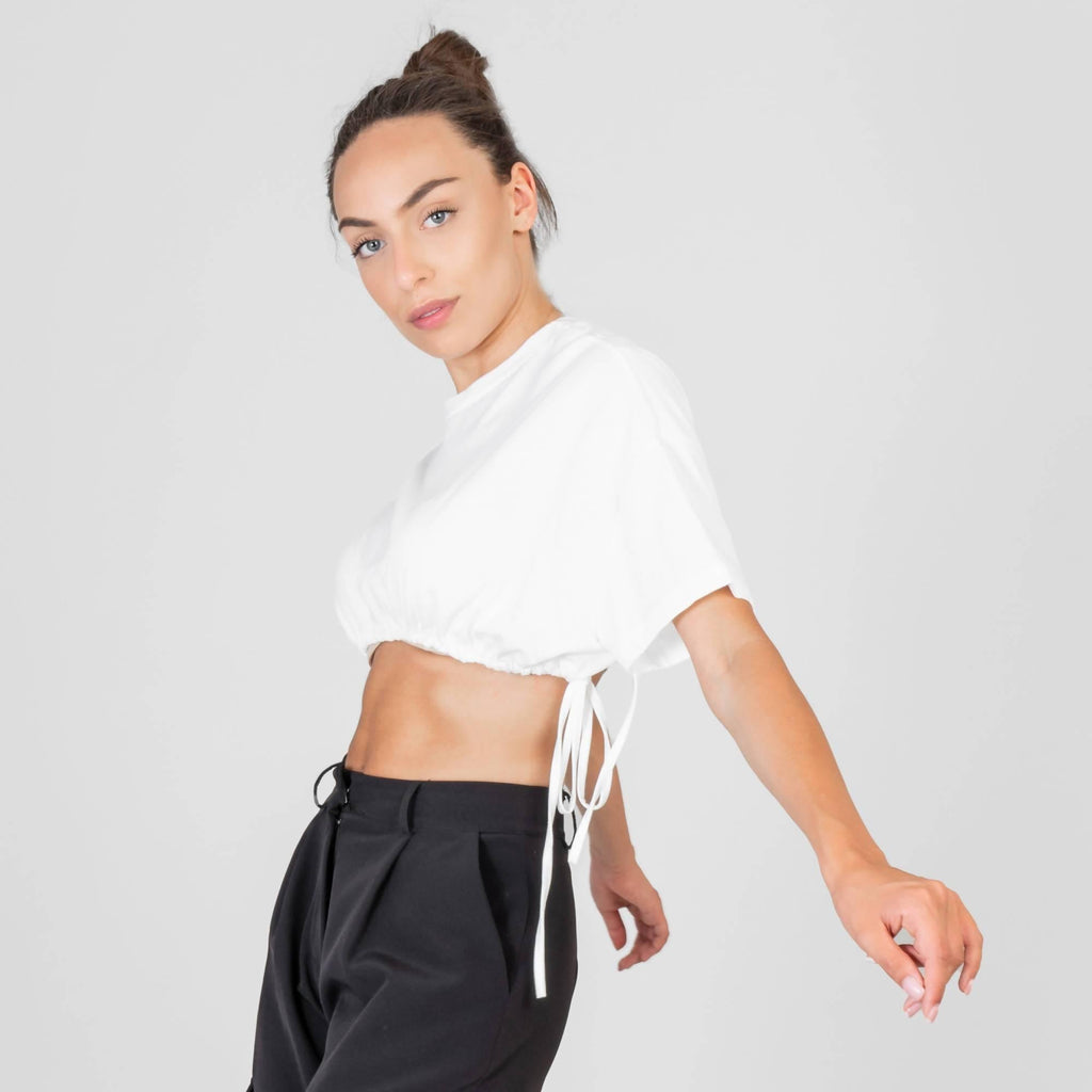 Crop top coulisse bianco - LEIVIPMARKETPLACE