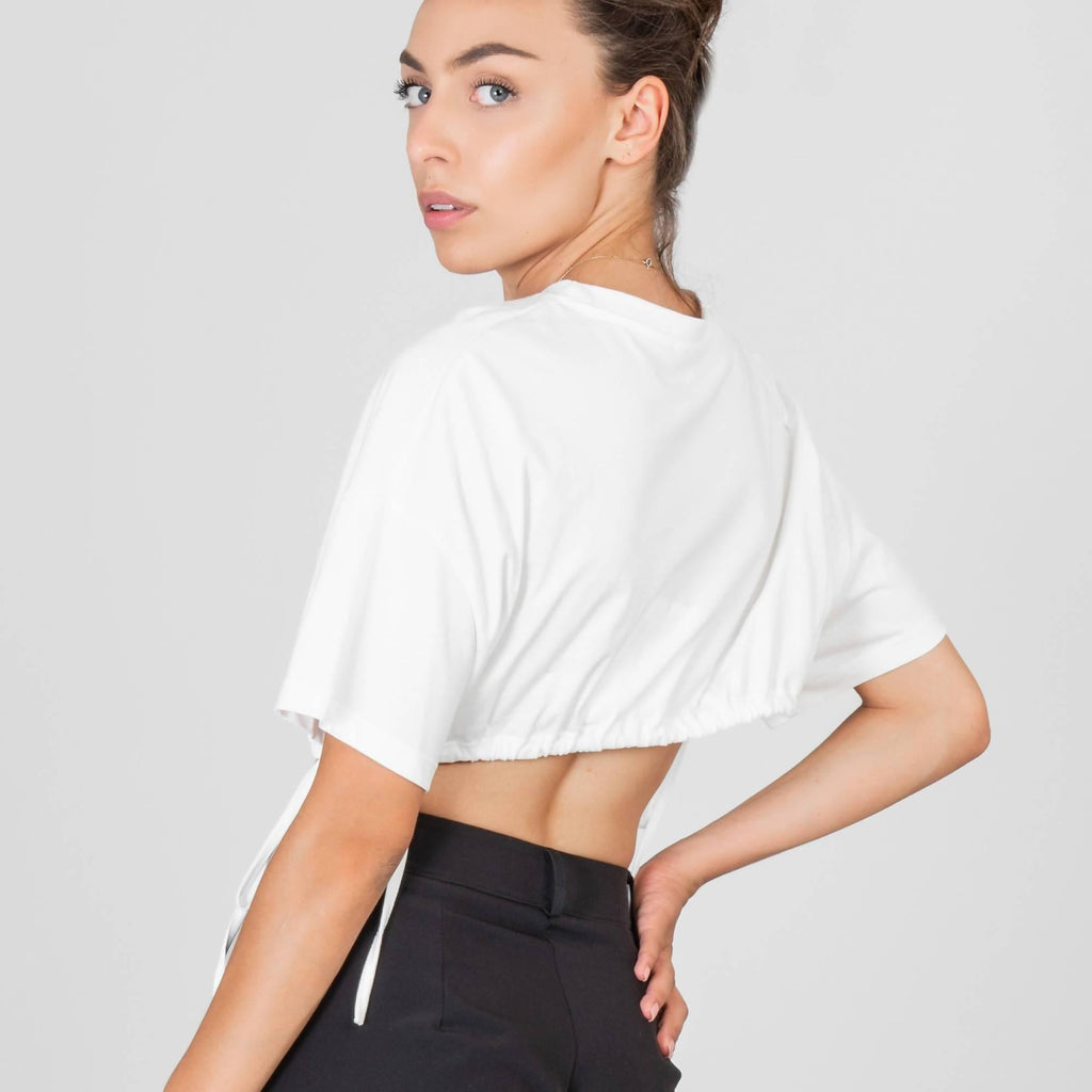 Crop top coulisse bianco - LEIVIPMARKETPLACE