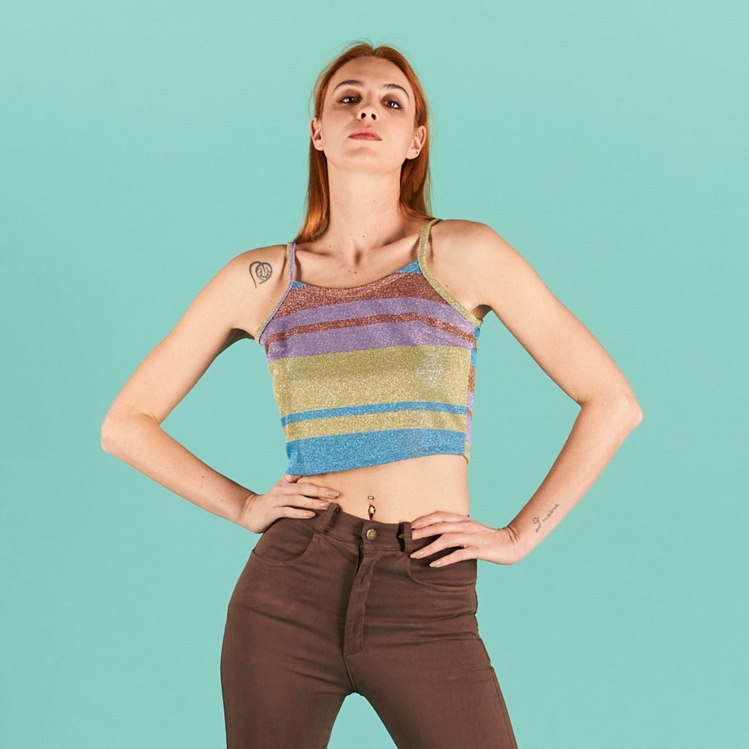 Wholesale Glittered patterned crop top – LEIVIP