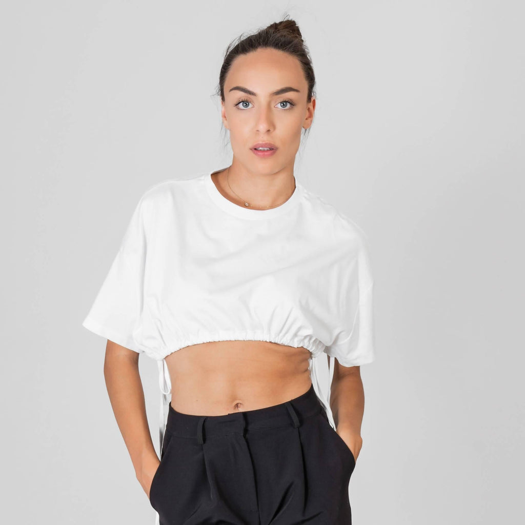 Crop top coulisse bianco - LEIVIPMARKETPLACE