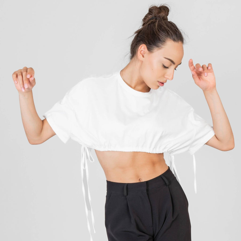 Crop top coulisse bianco - LEIVIPMARKETPLACE