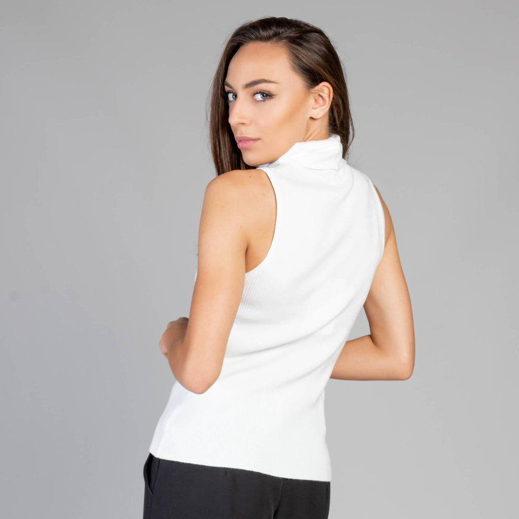 High neck ribbed knit tank top - LEIVIPMARKETPLACE