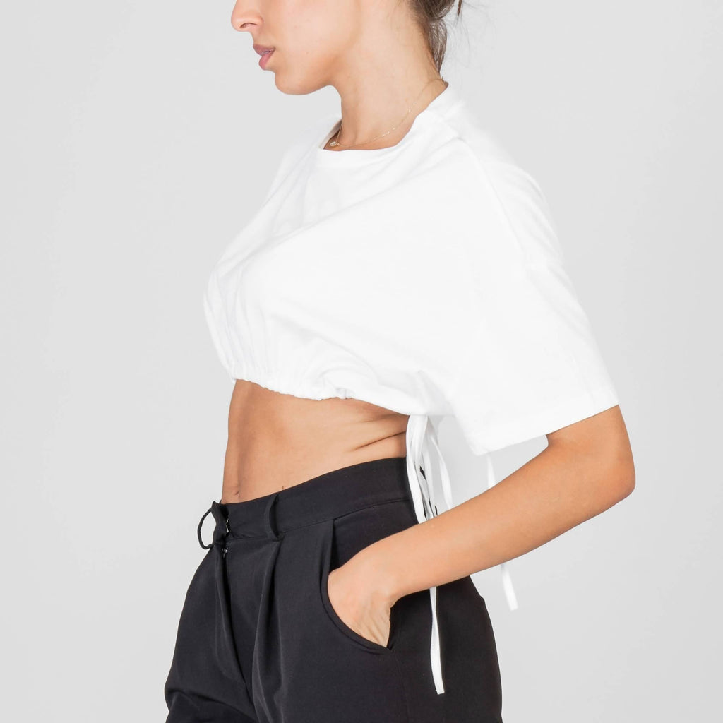 Crop top coulisse bianco - LEIVIPMARKETPLACE