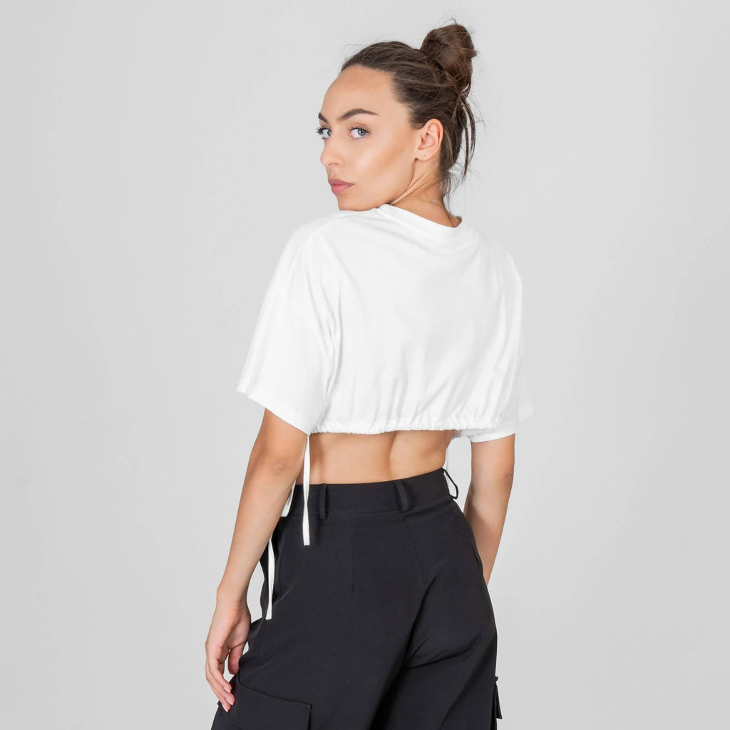 Crop top coulisse bianco - LEIVIPMARKETPLACE